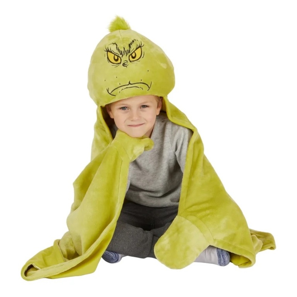 Green Grinch Hooded Blanket/Costume for Kids